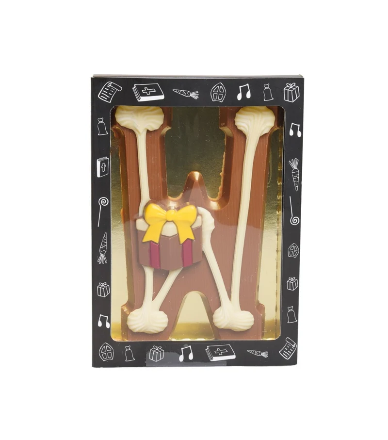 Luxe Gedecoreerde Melk Chocolade Letter W 240 Gram