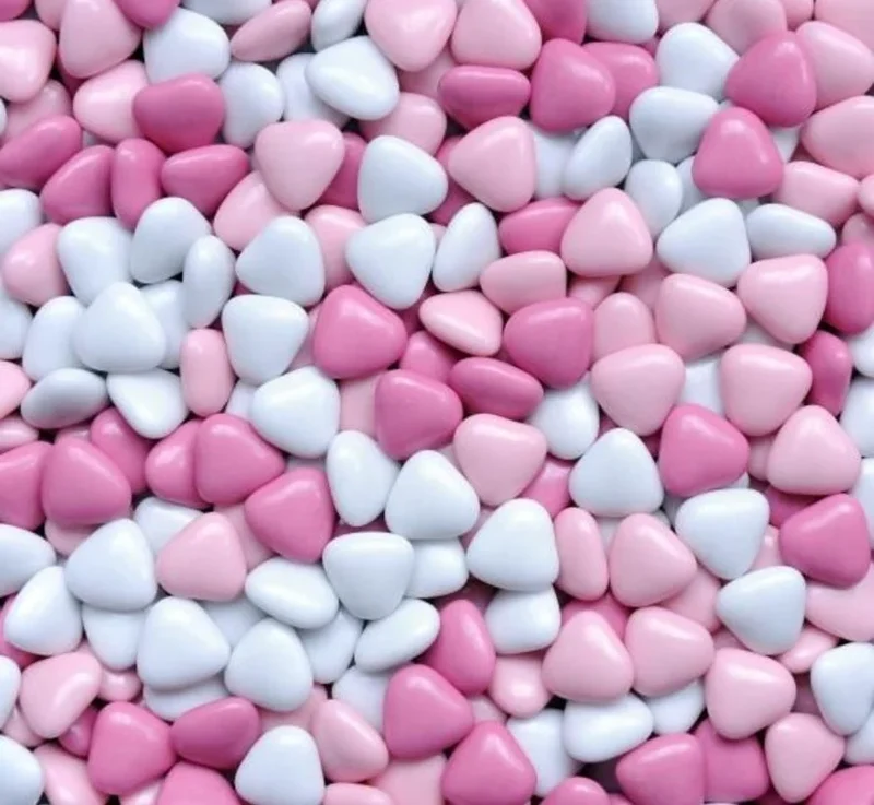 Chocolade Dragee Hartjes Roze/Wit 900 Gram