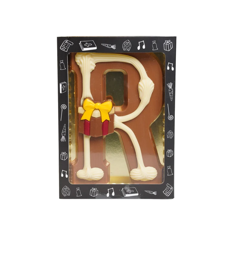 Luxe Gedecoreerde Melk Chocolade Letter R 240 Gram