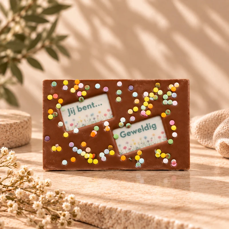 Jij bent geweldig! chocoladereep per post.