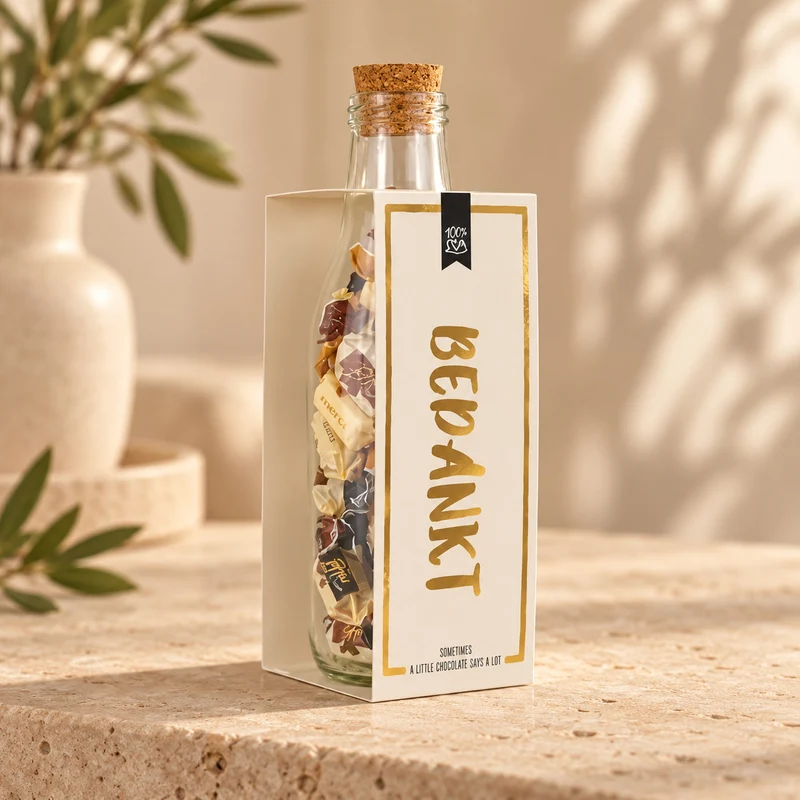 Momenten fles met toffees – Bedankt