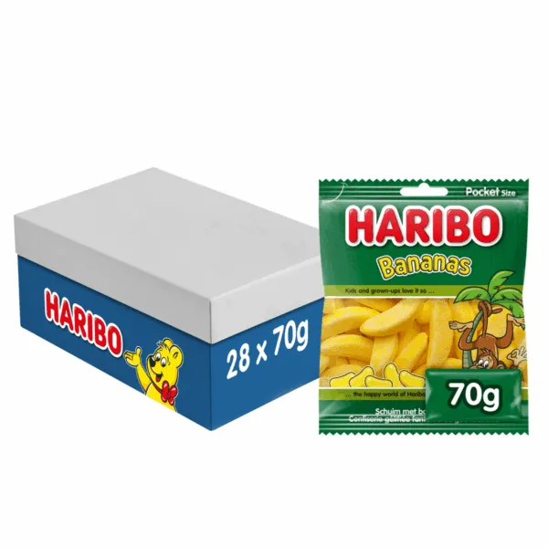 Haribo Bananen Doos 28 x 70 Gram