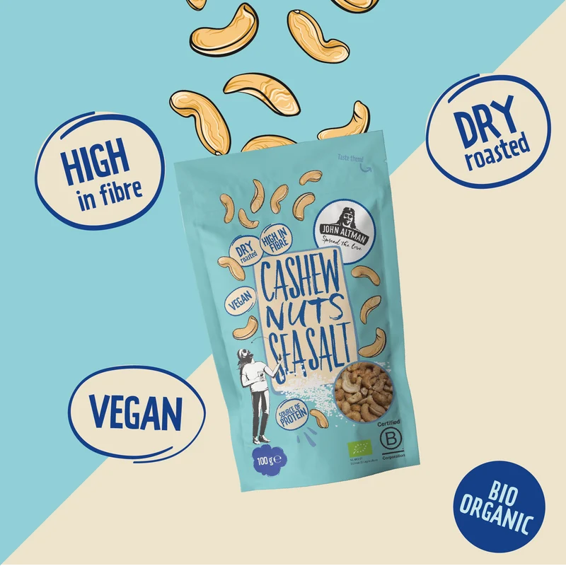 Dry Roasted Cashew Nuts Organic Sea Salt 100g