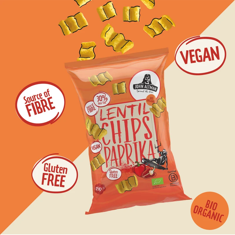 Lentil Chips Organic Paprika 75g