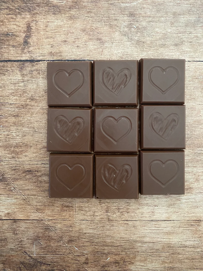 Hartjes van chocolade