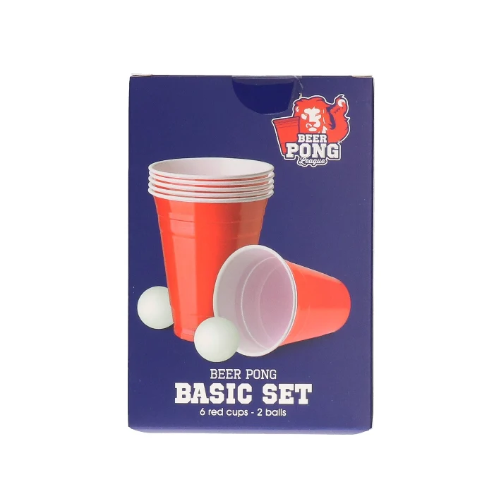 Beer Pong set - 6 bekers - rood - 2 ballen