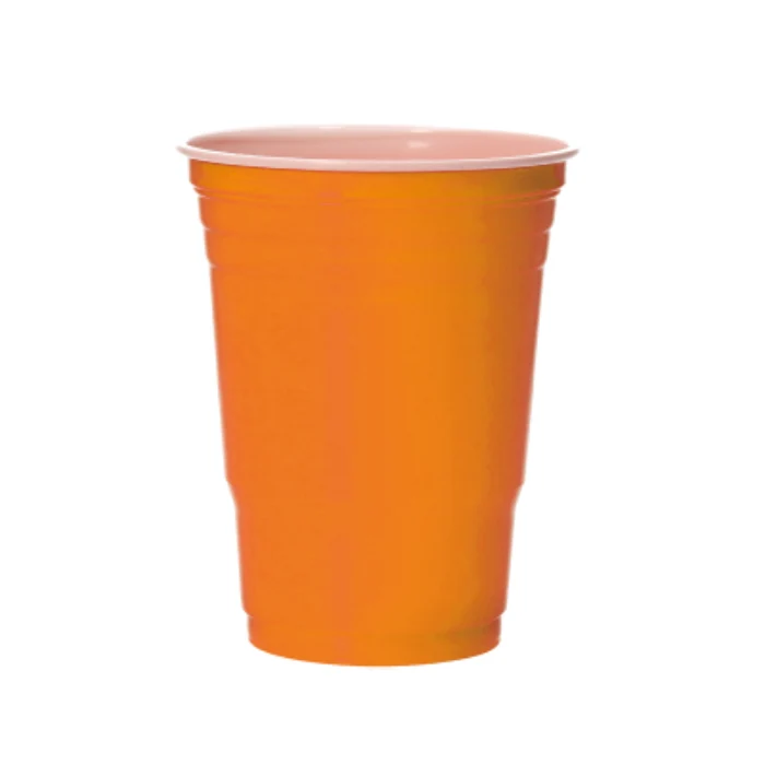 Bekers Beer Pong plastic oranje – 12 stuks (455 ml)