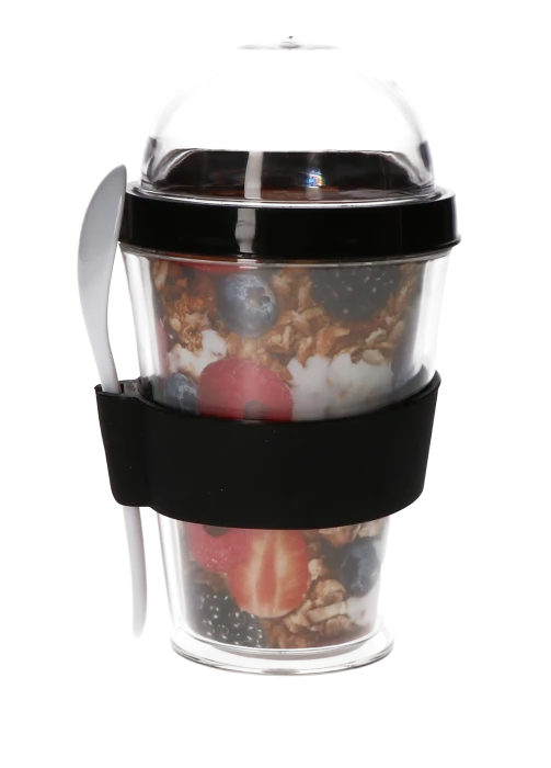 Beker yoghurt & meusli zwart/transparant