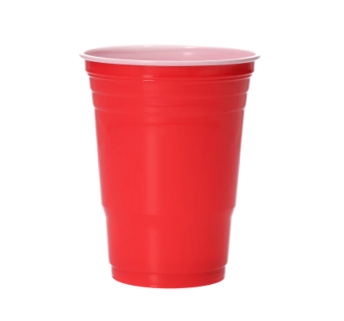 Bekers Beer Pong plastic rood – 12 stuks (455 ml)