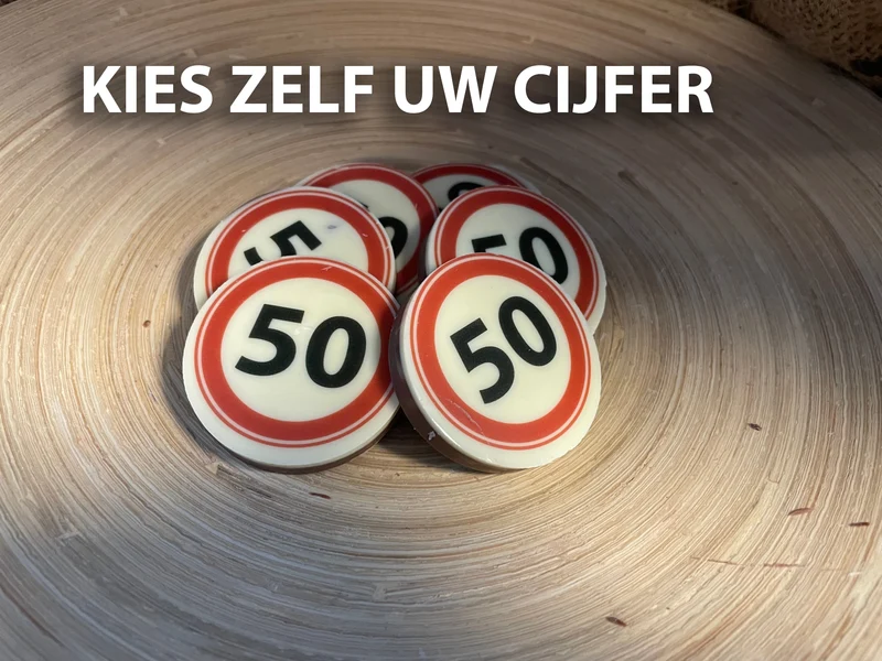 Chocolade verkeersbordjes 18 stuks - Cijfer naar wens - Verjaardag - Jubileum