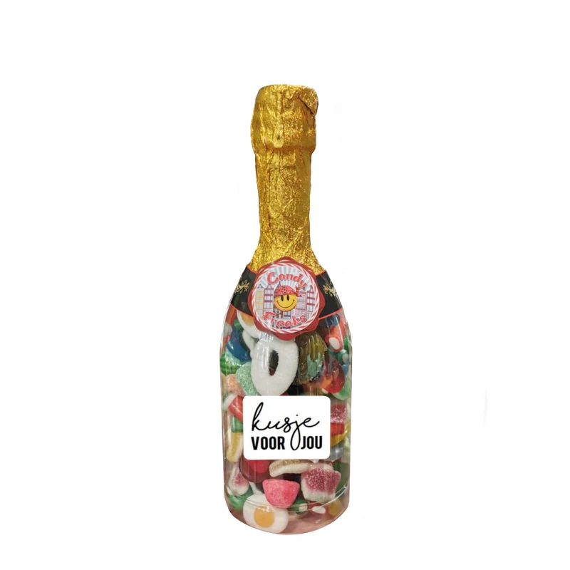 Champagnefles gevuld met Snoepjes voor jouw Dierbare