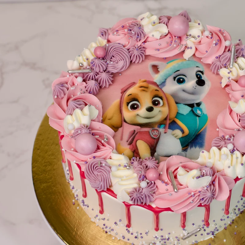 Pink Driptaart met Paw Patrol Logo