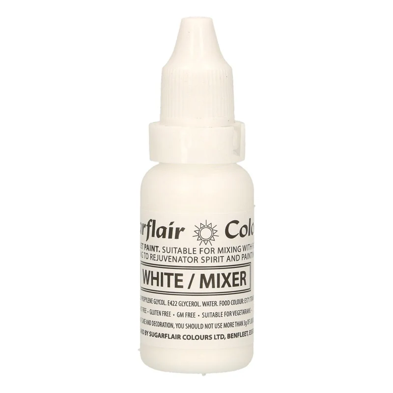 Sugarflair Edible Droplet Paint White/Mixer 14ml