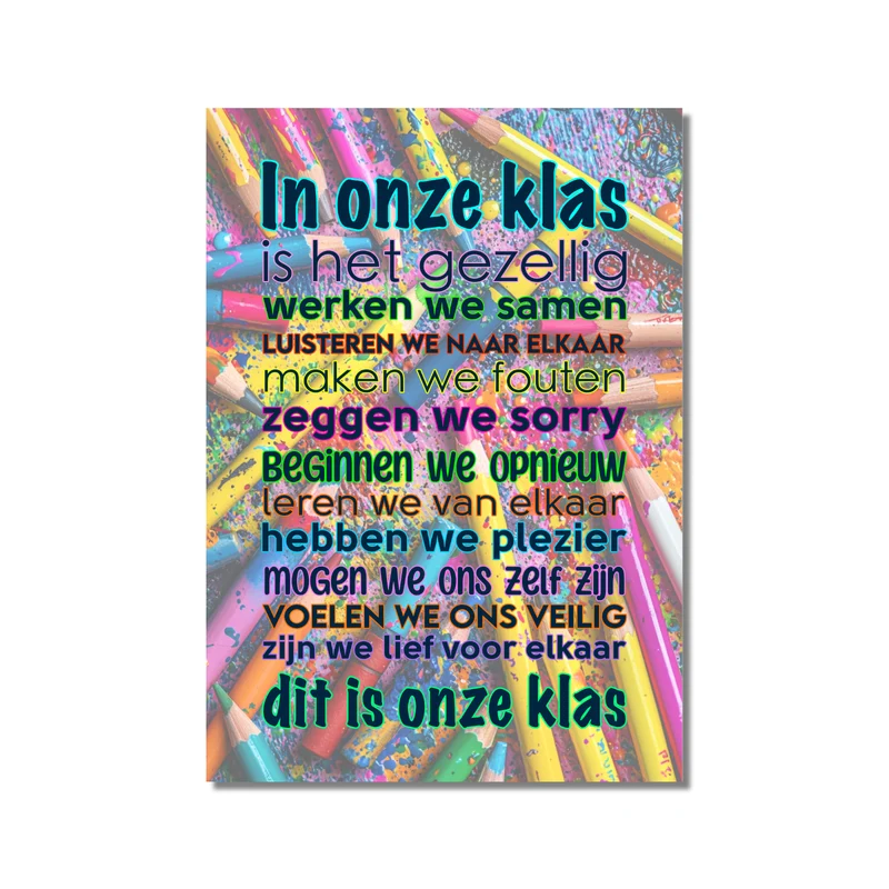 Tekstbord “In onze klas...”