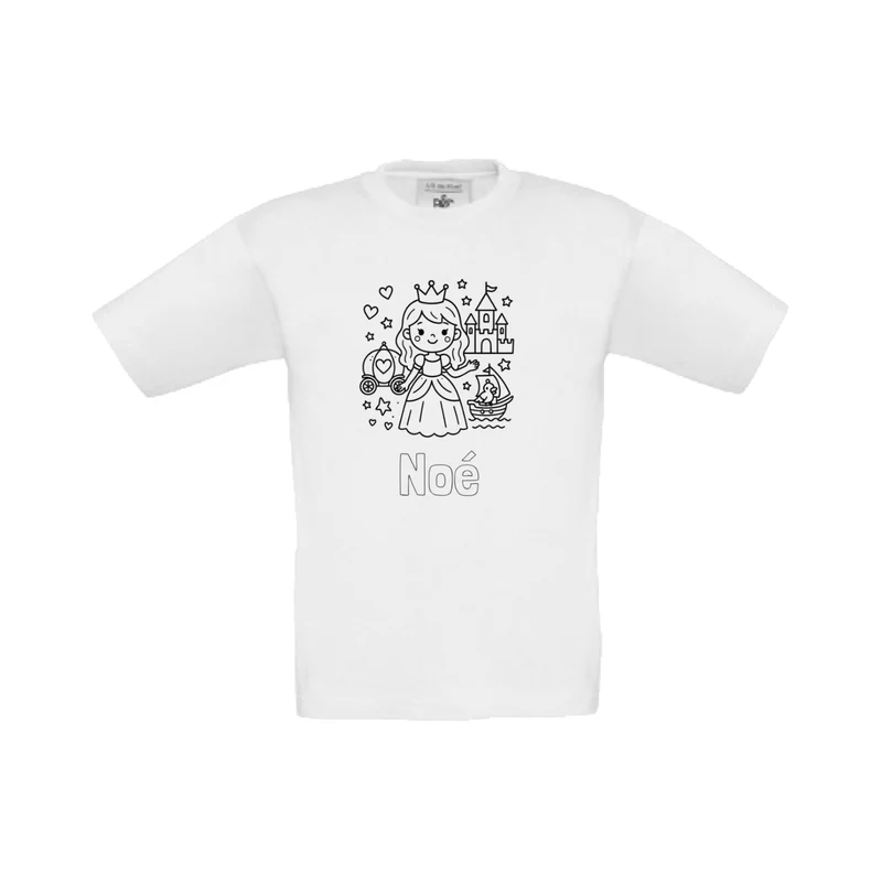 Prinsessen t-shirt om in te kleuren (met naam)