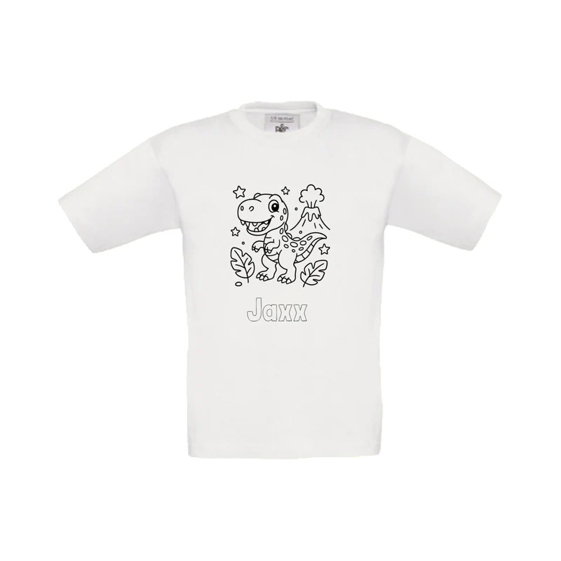 Dino t-shirt om in te kleuren (met naam)