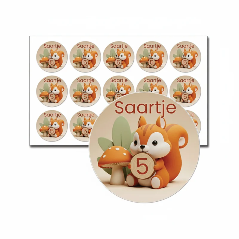 Traktatie stickers herfst met naam en leeftijd – 15 stuks per vel