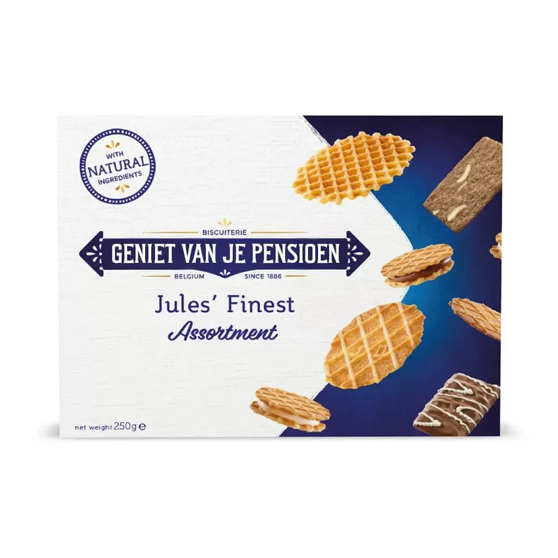 Jules Destrooper Jules' Finest koekjesassortiment - gepersonaliseerd cadeau - sleeve - 250g