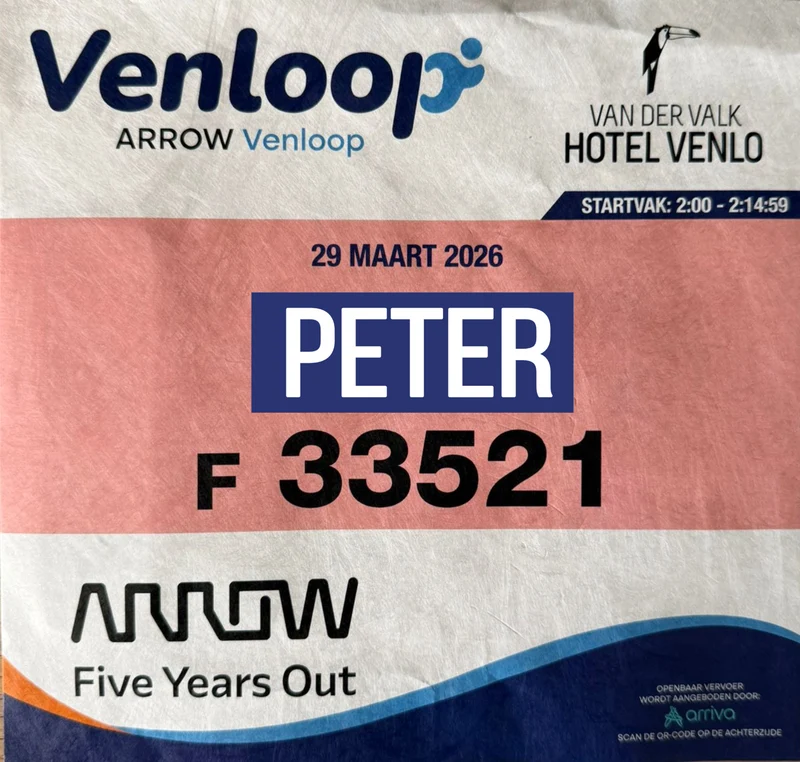 Naamsticker voor startbewijs Venloop