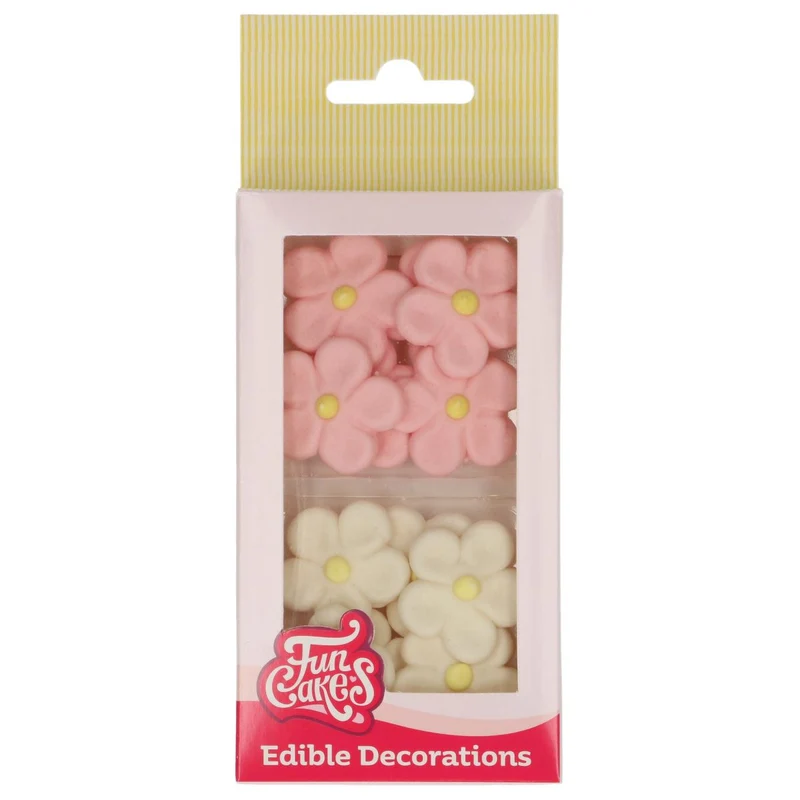 Sugar Paste Decorations Daisies White/Pink set/12