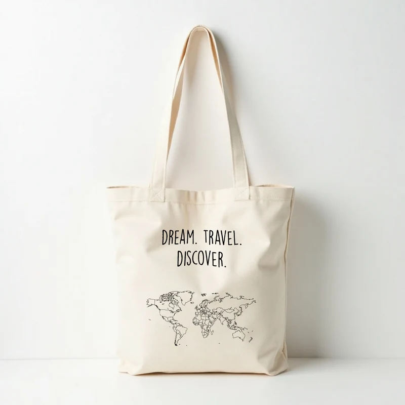 Color Your World tote bag, wereldkaart tas om zelf in te kleuren