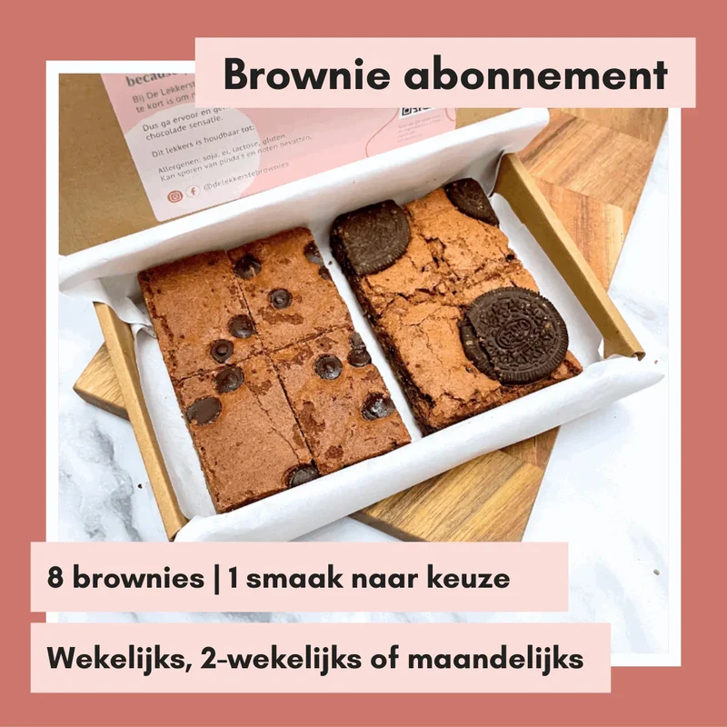 Brownie abonnement per post 8 stuks | 1 smaak