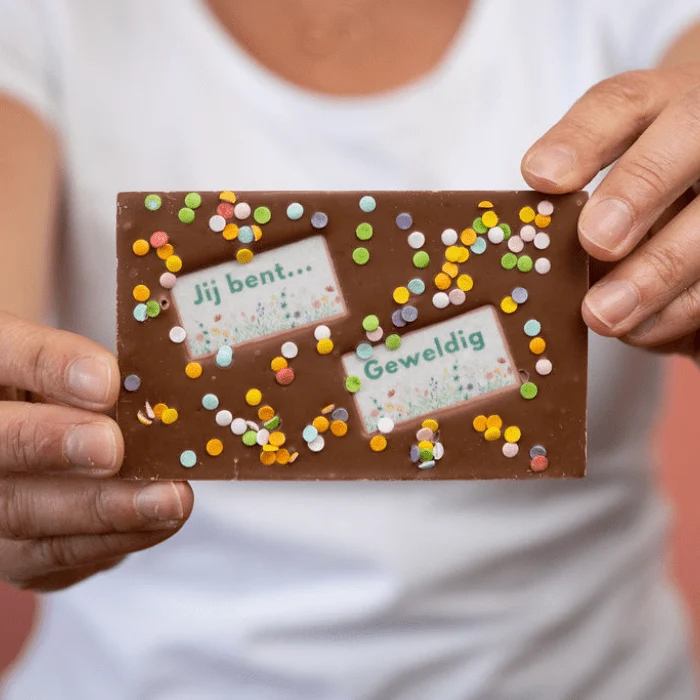 Jij bent geweldig! chocoladereep per post.