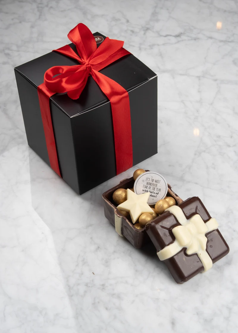 Fortune gift in pure chocolade en gevuld met Gold pearls