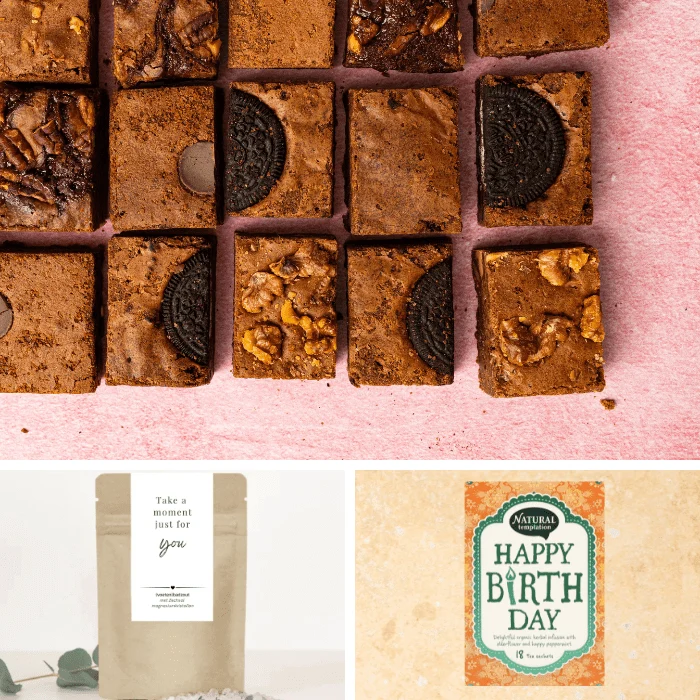 Verjaardagscadeau | Brownies + thee + badzout