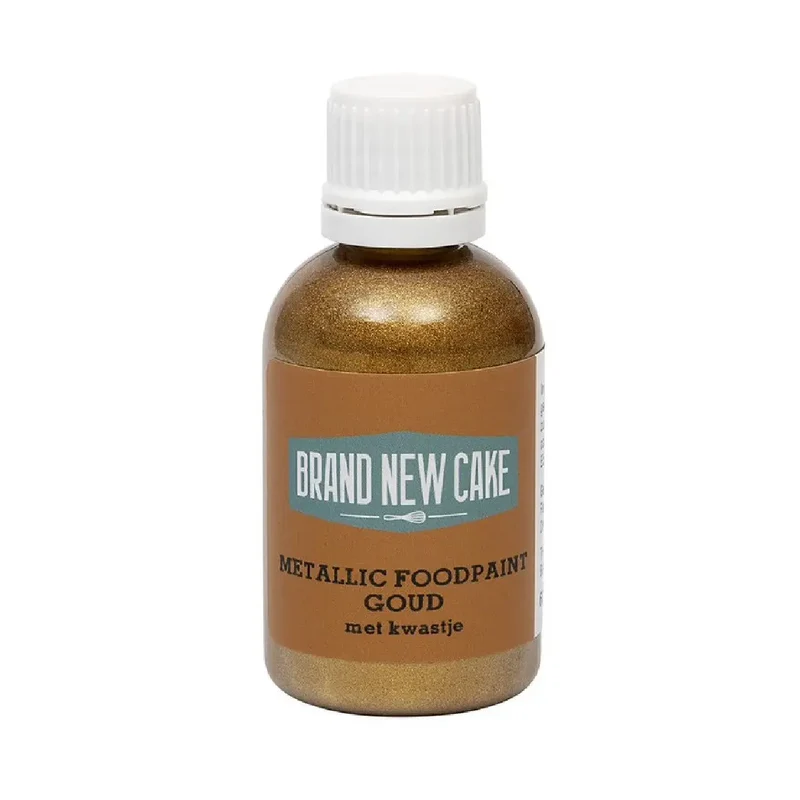 BrandNewCake Metallic Food Paint Goud met Kwastje 60g