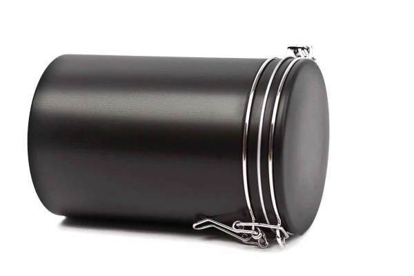 DSA 026 Zwart koffieblik Ø105x150 mm – stijlvol en luchtdicht
