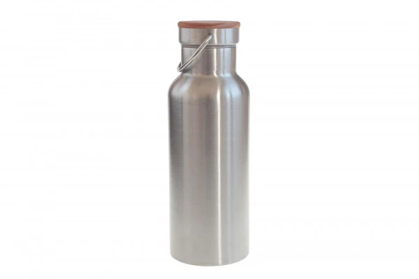 TFL 030 BU RVS Drinkfles 500 ml – Duurzame waterfles met bamboe dop en handgreep