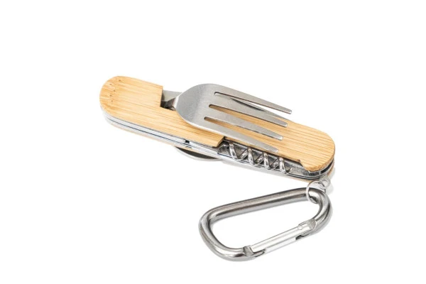 BE 05 Outdoor Bestek Set – 6-delig camping bestek met karabiner