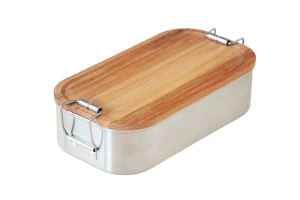 CP BU C6 RVS lunchbox met beukenhouten deksel 700 ml – compact en stijlvol