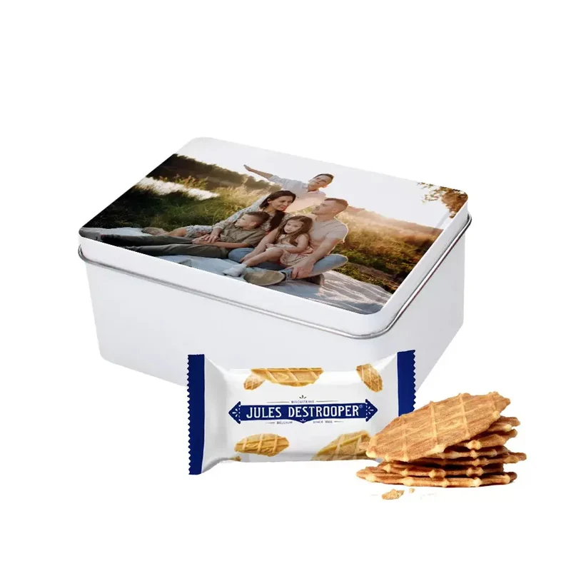 Jules Destrooper Natuurboterwafels geschenkdoos - volledig gepersonaliseerd cadeau - small tinnen blik - 144g