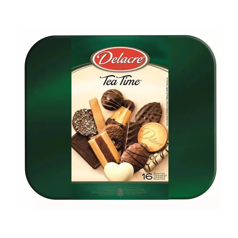 Delacre Tea Time - tinnen koekjesdoos - koekjes cadeau - 1000g