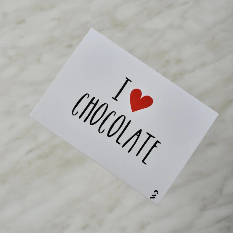 Postkaart 'I love chocolate'