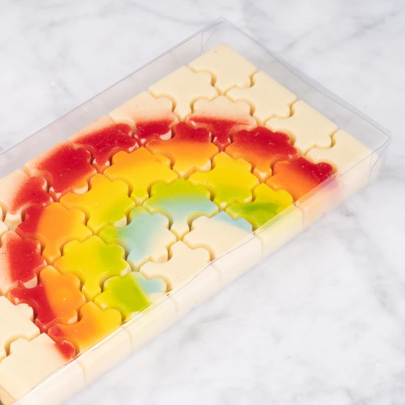 Regenboog chocolade puzzelreep