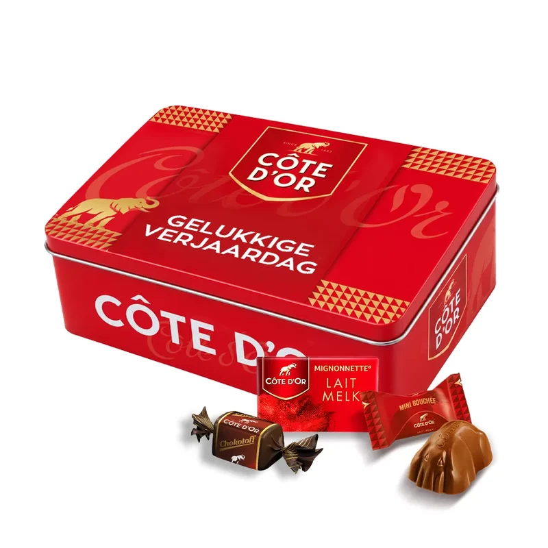 The best of Côte d'Or Collection box "Gelukkige verjaardag" - Mini Bouchée, Mignonnette Melk & Chokotoff - 600g