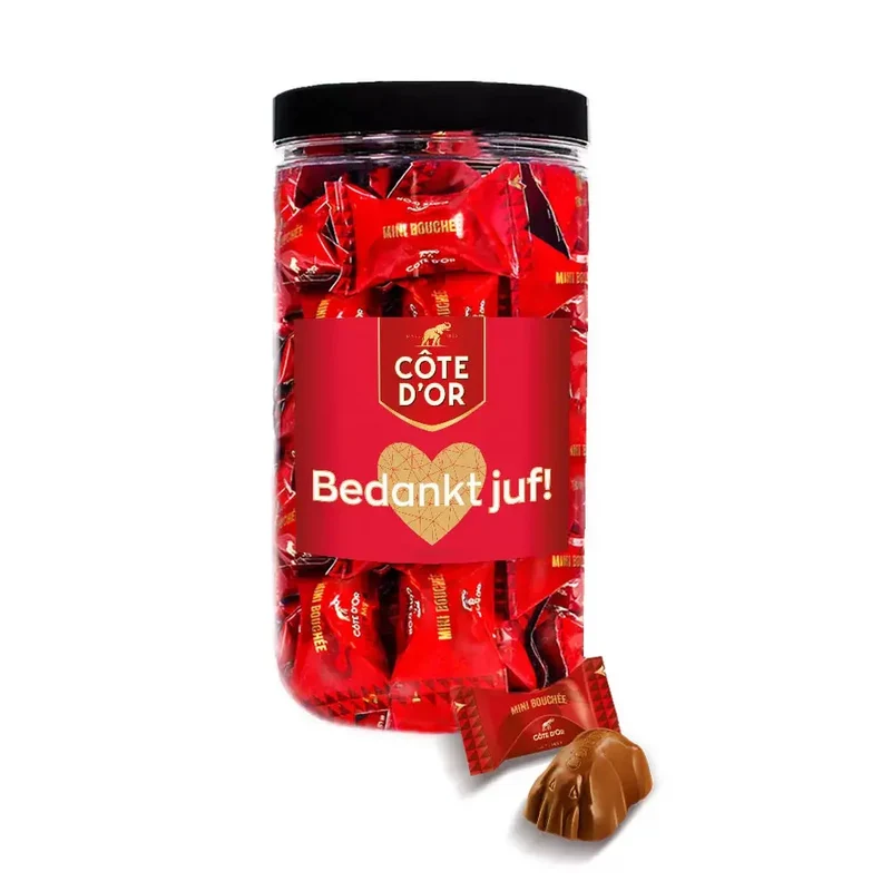 Côte d'Or Mini Bouchée chocolade "Bedankt juf!" - cadeau voor juf - 500g