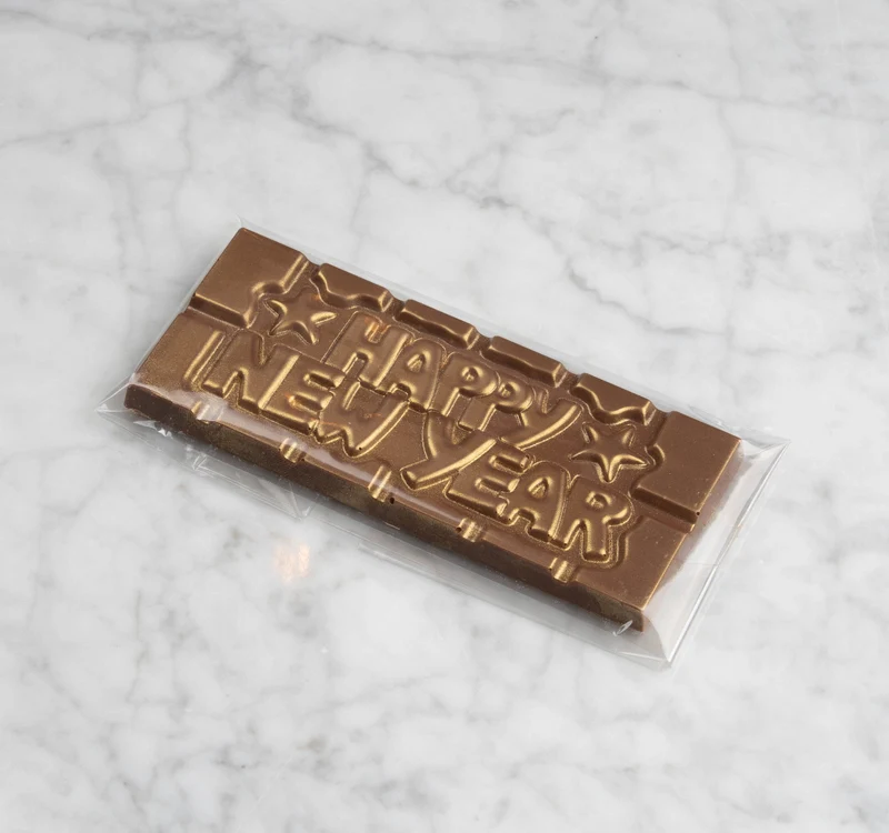 Chocoladereep met quote: Happy New Year - melkchocolade 45 g