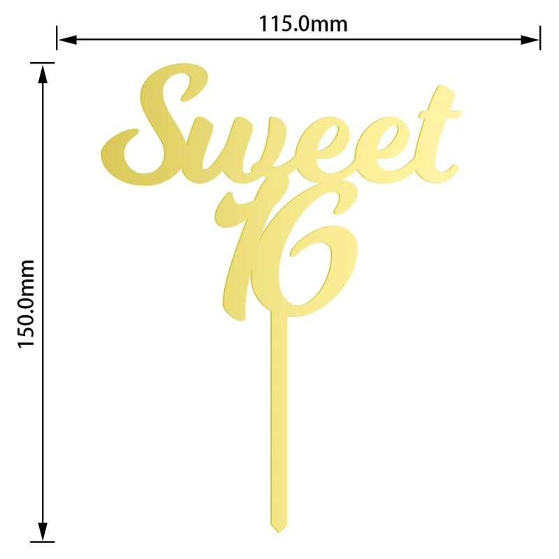 Acryl taarttopper "Sweet 16"