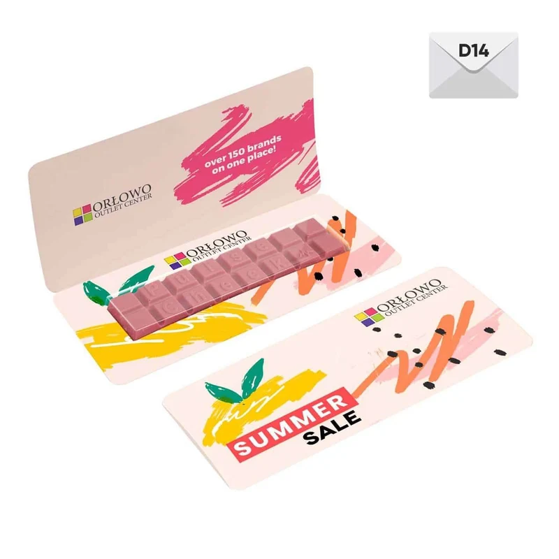 Choco Text 2 Linien in Envelop – Persoonlijke Chocoladeboodschap met Extra Ruimte