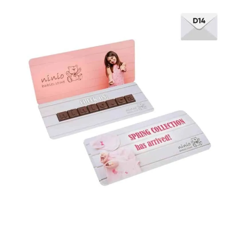 Choco Text 1 Linie in Envelop – Compacte Chocolade met Persoonlijke Boodschap