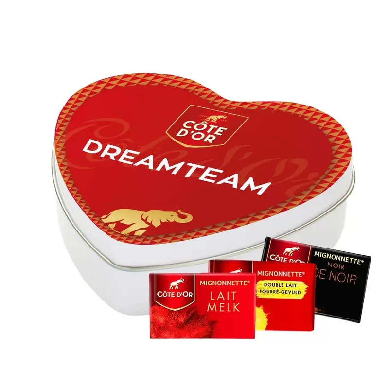 Côte d'Or Mignonnette Horecamix - gepersonaliseerd cadeau - tinnen hartje - 150g