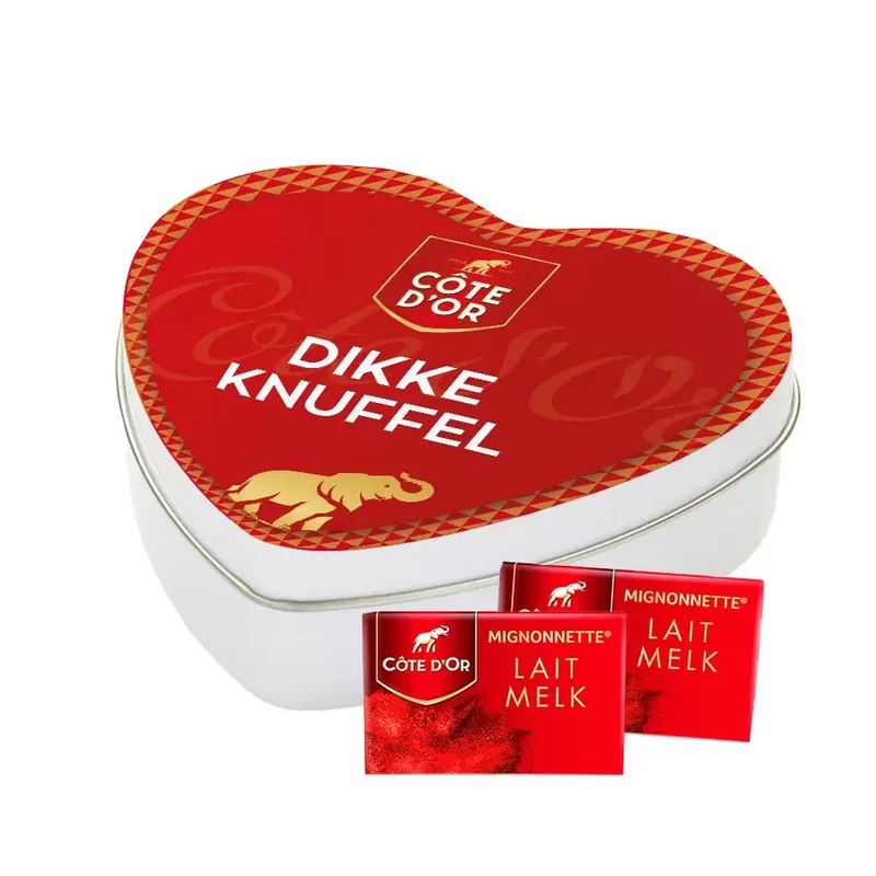Côte d’Or Mignonnette melk - gepersonaliseerd cadeau - tinnen hartje met eigen opdruk - 150g