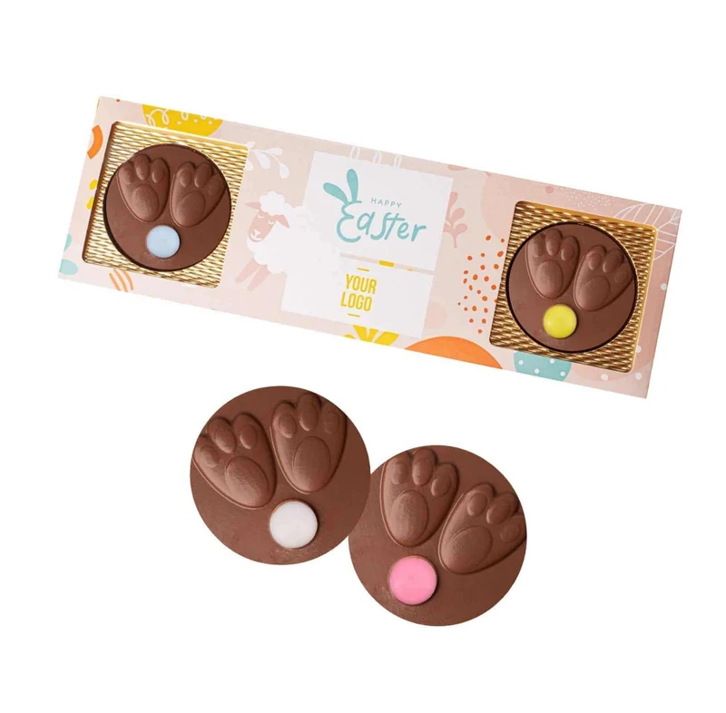 Paashaas Staart Chocoladeset – Speelse Chocoladefiguren in Paaskaart