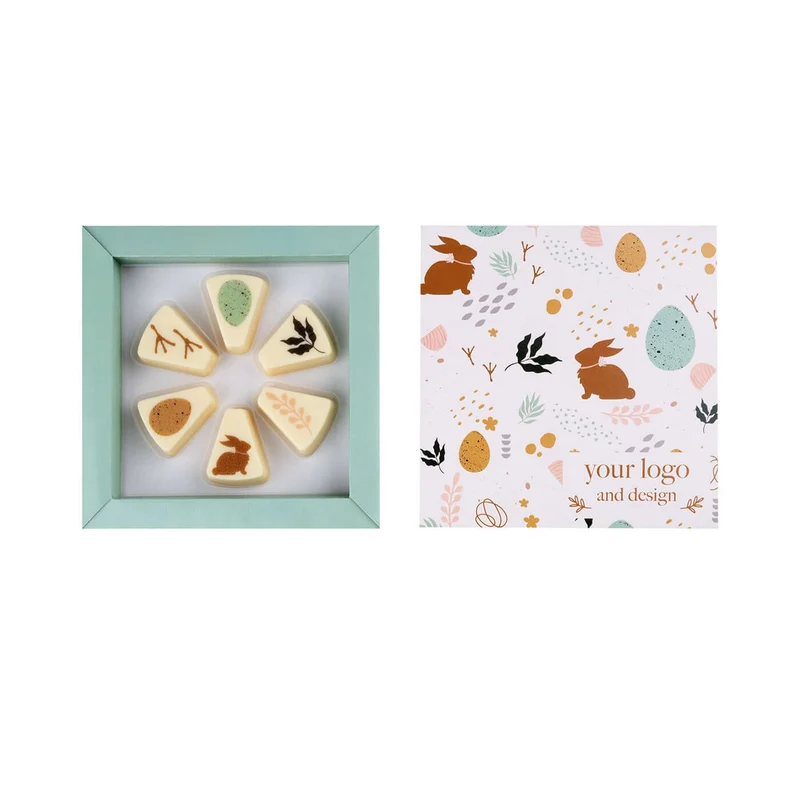 Bedrukte pralines Feesttaart 6 stuks - Gepersonaliseerd paasgeschenk