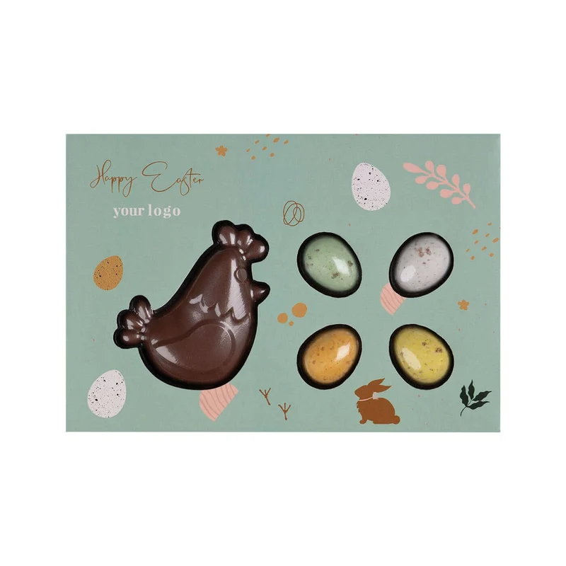 Mama Hen Collectie – Paaschocolade met Kleurige Chocolade-eitjes