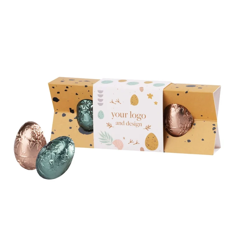Paasei-vlinderdas pralines – 2 Stuks Chocolade-eitjes in Geschenkverpakking